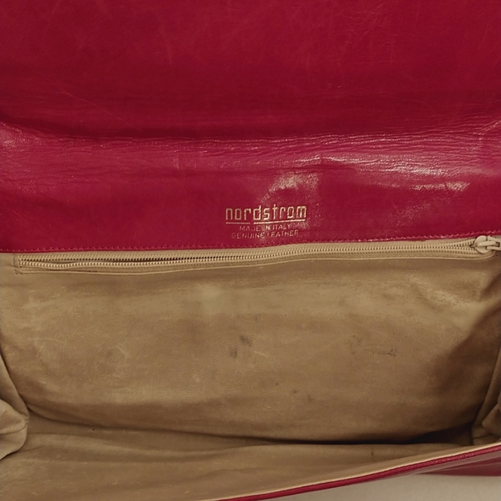 " VINTAGE" red leather clutch - Picture 7 of 9